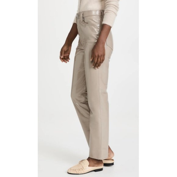 Agolde Leather 90s Pinch Waist Pants in Quail Patent Leather Size 30 - Picture 4 of 15